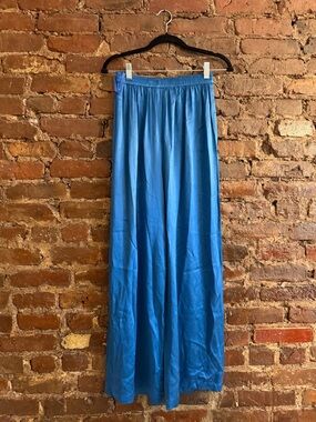 Vintage blue 100% silk pants